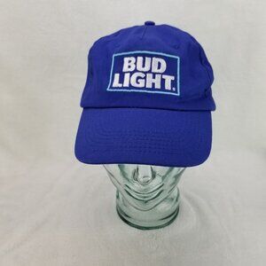 ✅Bud Light Blue Cap Lightweight Baseball Hat Adjustable Hook & Loop OSFA curved